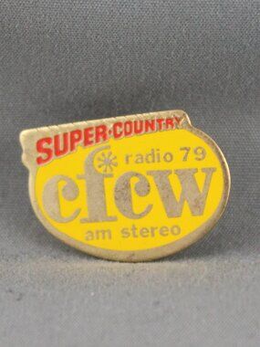 Vintage Locoal Radio Pin - CFCW Alberta's Super Country Station - Stamped Pin